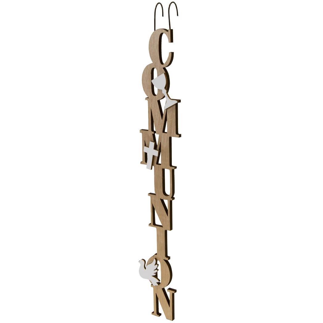 Dek0954 suspension decoration lettre communion bois