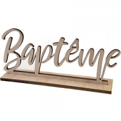 1 Centre de table décoratif lettre bois Baptême 8.5 x 17.5 cm REF/DEK0964