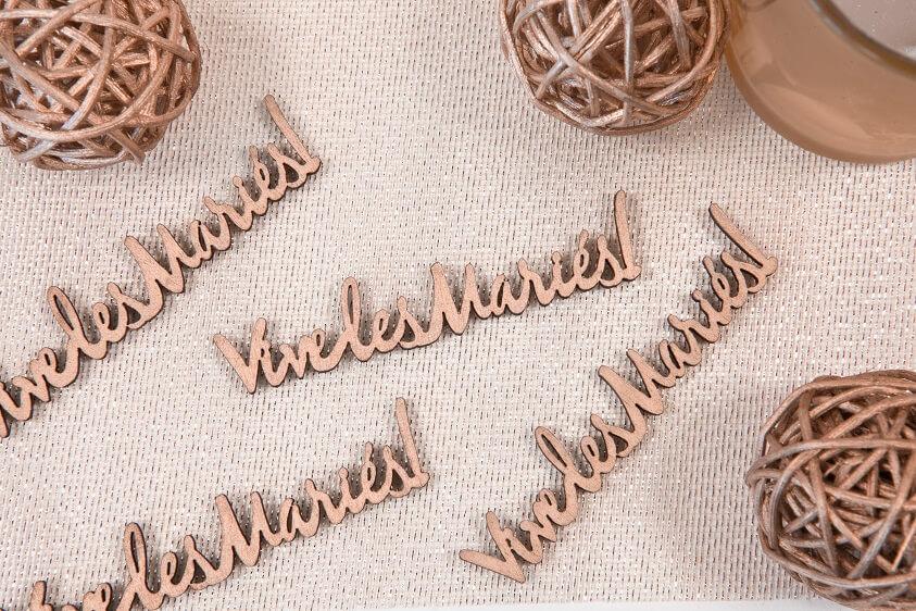 Dek0990 decoration de table mariage lettre vive les maries rose gold a parsemer