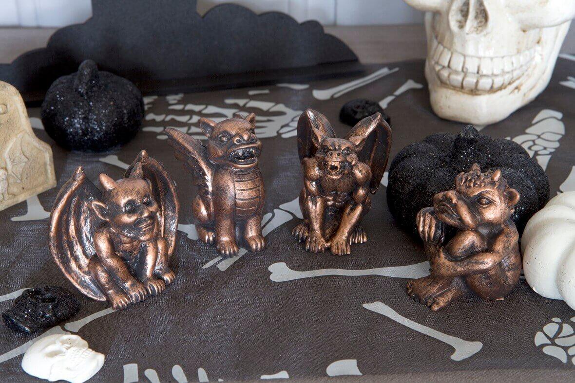 Dek1099 decoration fete halloween gargouille cuivre resine