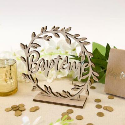 Dek1250 decoration centre de table bapteme en bois