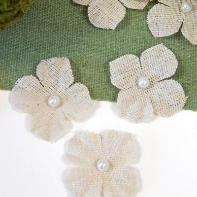Dek1257 decoration fleur en toile naturel