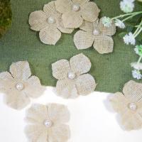 Dek1257 decoration fleur en toile naturelle