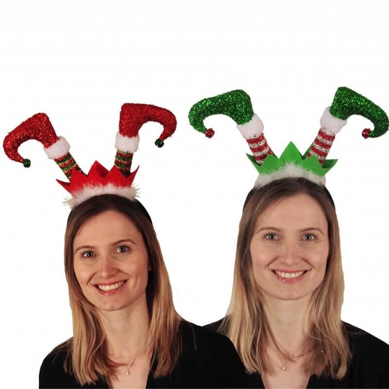 Diademe lutin vert ou rouge pour adulte