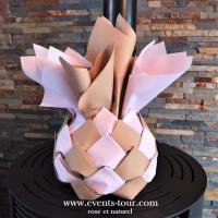 Distributeur pliage de serviette ananas rose naturel kraft