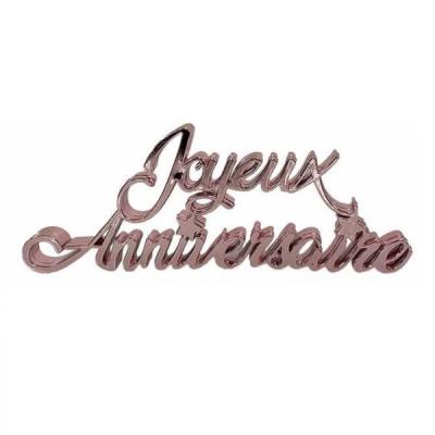 Dta24rs centre de table lettre joyeux anniversaire rose metallique