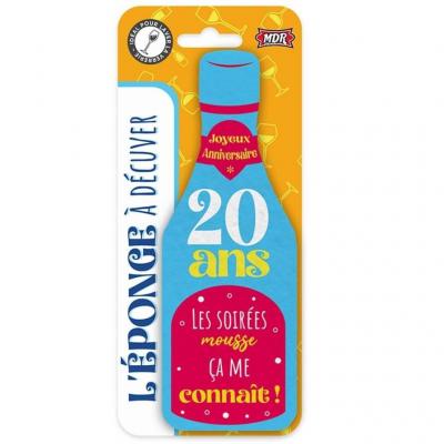 Epb2502 eponge bouteille cadeau anniversaire 20ans
