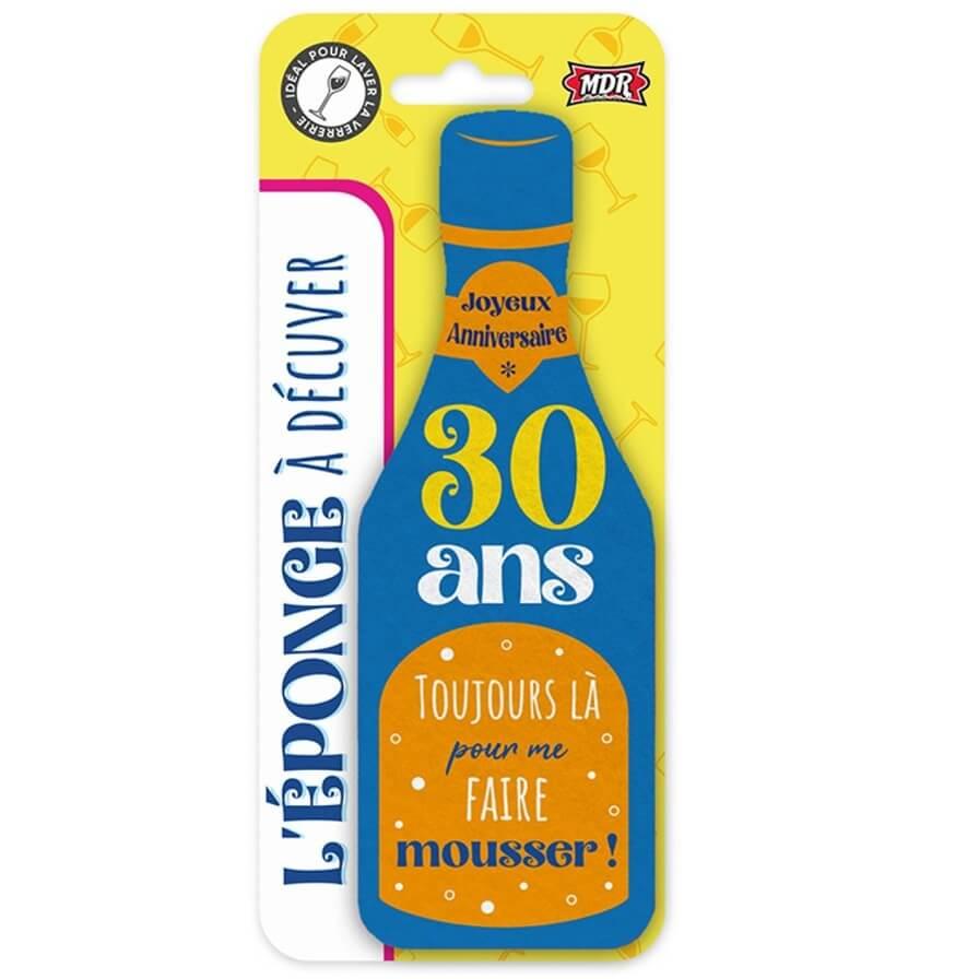 Epb2503 eponge bouteille cadeau anniversaire 30ans