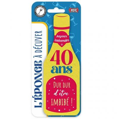 Epb2504 eponge bouteille cadeau anniversaire 40ans