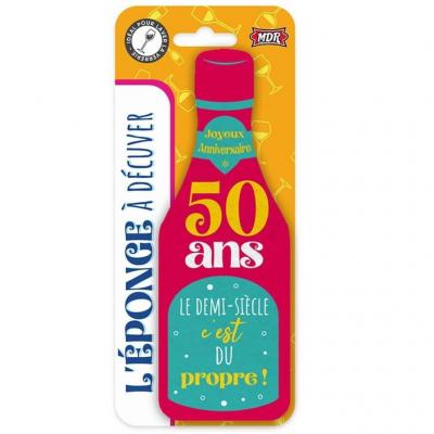 Epb2505 eponge bouteille cadeau anniversaire 50ans