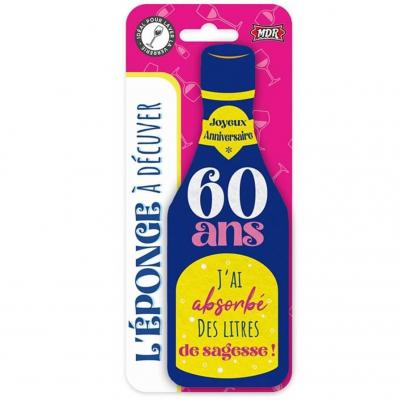 Epb2506 eponge bouteille cadeau anniversaire 60ans
