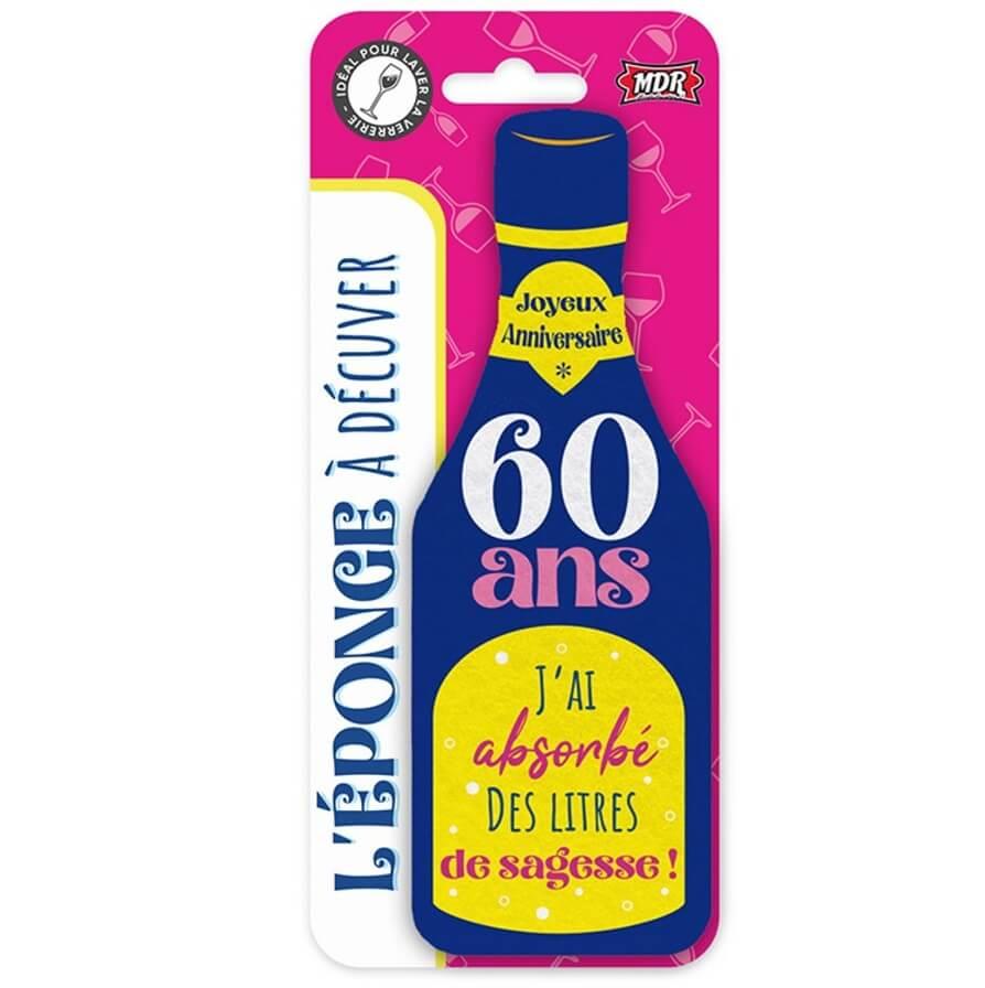 Epb2506 eponge bouteille cadeau anniversaire 60ans