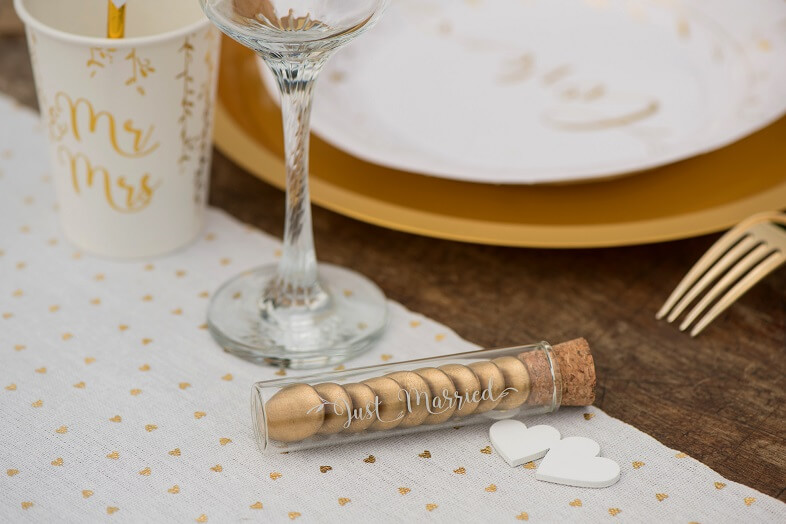 Eprouvette en verre mariage just married