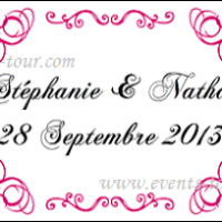 Etiquette a dragee mariage fuchsia