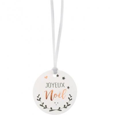 Etiquette joyeux noel blanche