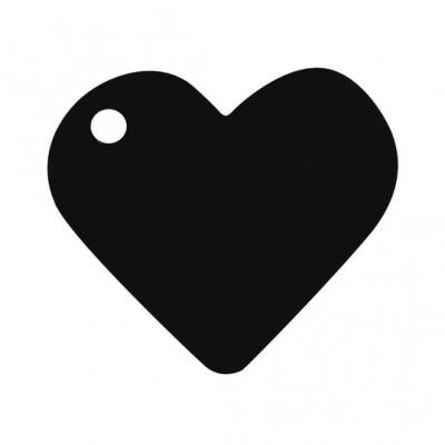 Étiquette noire coeur (x10) REF/2987