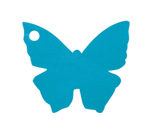 Etiquette papillon bleu turquoise
