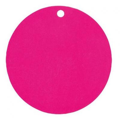 Étiquette ronde rose fuchsia avec perforation pour votre confection (x10) REF/3352