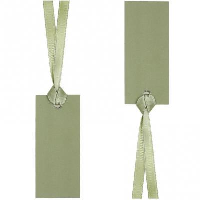 Marque-place rectangle avec ruban vert Olive/Sauge (x12) REF/3312