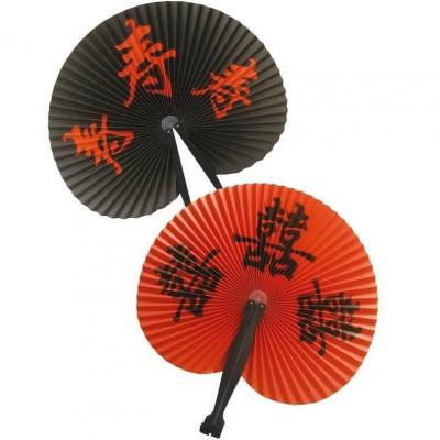 Eventail chinois noir blanc et rouge