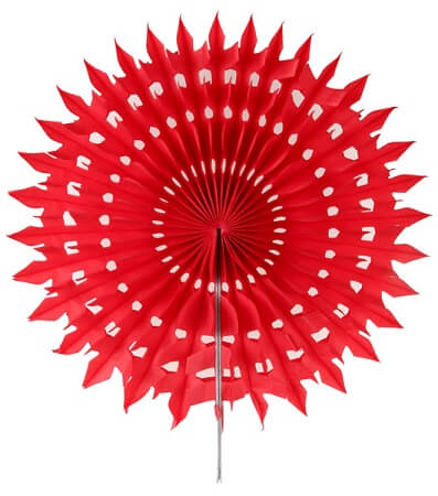 Eventail dentelle 20cm rouge