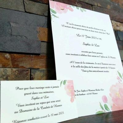 Faire part champetre decoration de fleurs