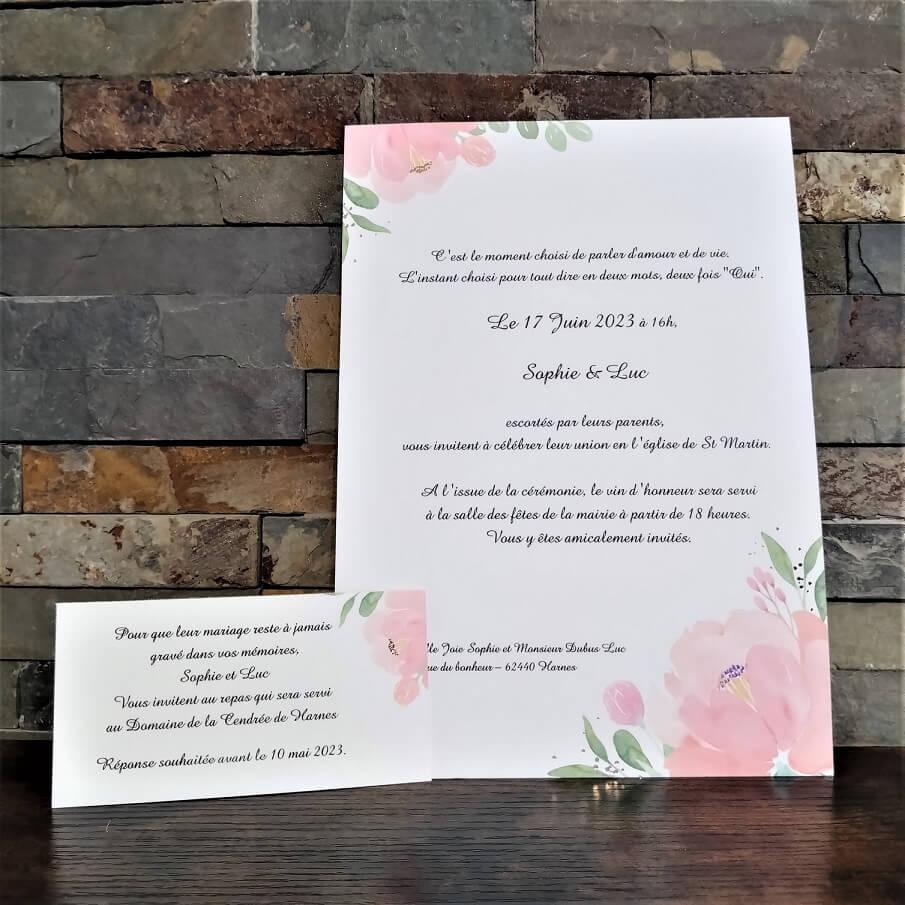 Faire part champetre decoration de fleurs