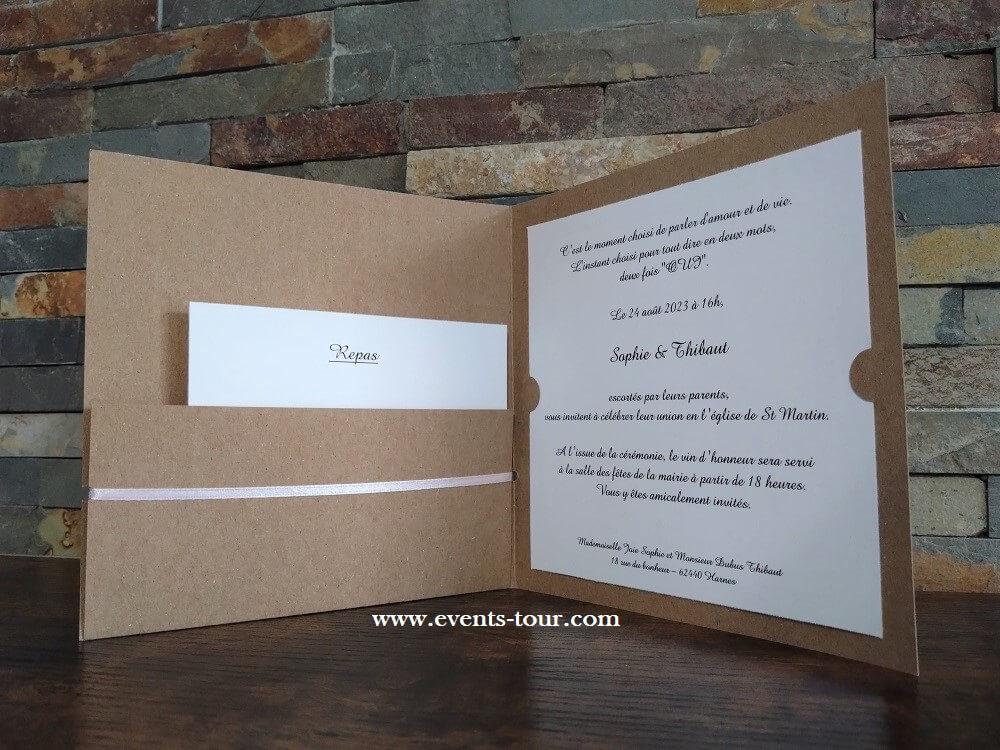 Faire part de mariage champetre naturel kraft