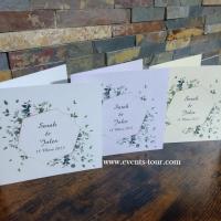 Faire part de mariage floral champetre fleurs eucalyptus