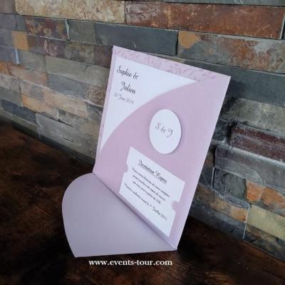 Faire part mariage parme lilas champetre feuillage