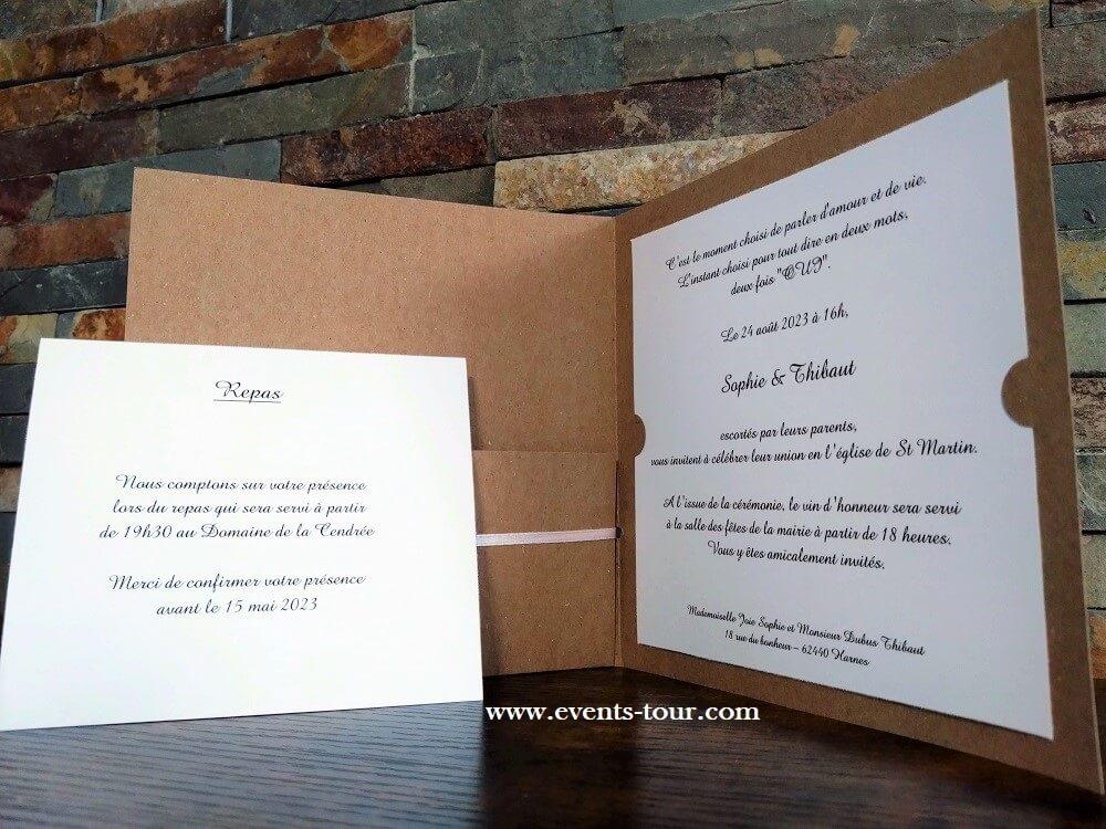 Faire part mariage champetre nature kraft