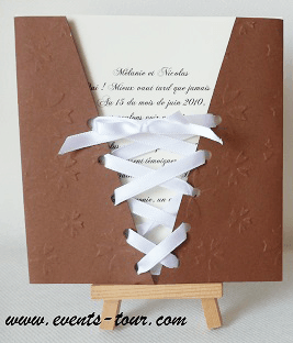 Faire part mariage corset chocolat 2