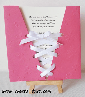Faire part mariage corset fuchsia 2