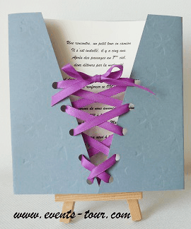 Faire part mariage corset gris fonce