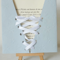 Faire part mariage corset gris perle 2