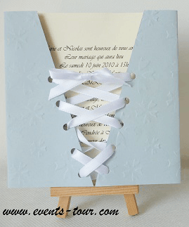 Faire part mariage corset gris perle 2
