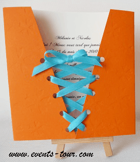 Faire part mariage corset orange