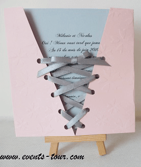 Faire part mariage corset rose