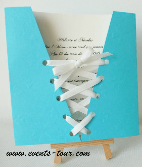 Faire part mariage corset turquoise