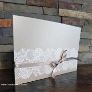 Faire-part de mariage élégant avec motif dentelle fleur Champêtre (x1) REF/PES-343
