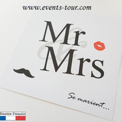 Faire-part mariage: Mr et Mrs (x1) REF/10406