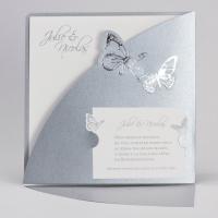 Faire part mariage papillon argent 1