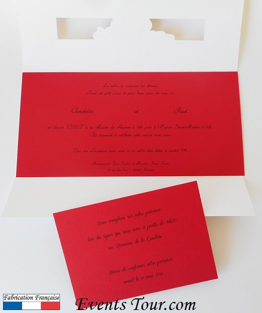 Faire part mariage rouge et blanc 1