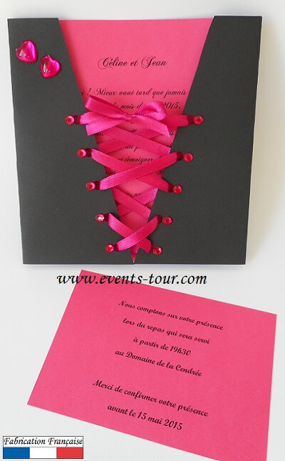 Faire part noir et rose