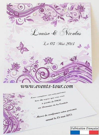 Faire part papillon parme violet