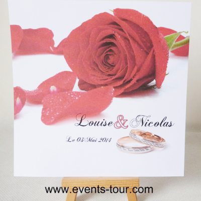 Faire-part mariage: Rose rouge (x1) REF/10405