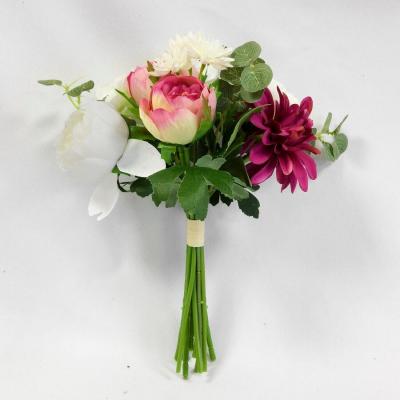 1 Bouquet de fleurs Champêtre vert, rose et crème de 11 tiges REF/FBO4400B/RO