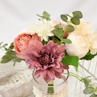 Fbo4400 bouquet fleurs pivoine hortensia eucalyptus dahlia fleurettes creme vert rose