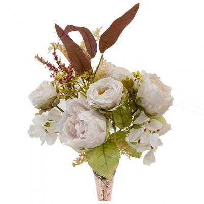 1 Bouquet de fleurs Champêtre avec des roses blanches, pivoines, fleurettes et feuillages REF/FBO4405B