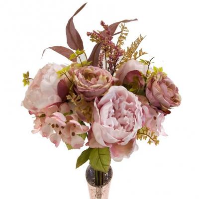 1 Bouquet de fleurs Champêtre avec des roses, pivoines, fleurettes et feuillages REF/FBO4405